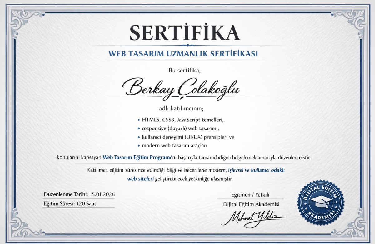 Web Tasarım ve Geliştirme Yetkinliği